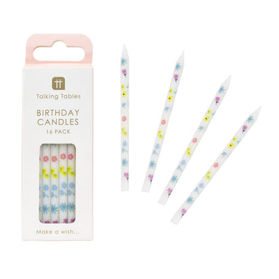 Pastel Floral Birthday Candles - 16 Pack | Cake Candless |