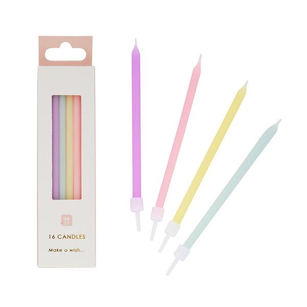Tall Pastel Candles - 16 Pack