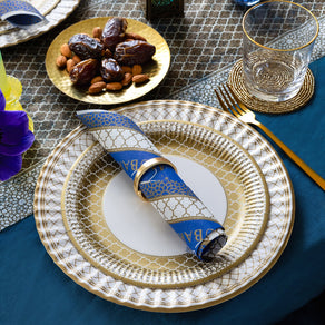 Party Porcelain Navy & Gold Eid Paper Napkins - 20 Pack