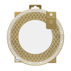 Party Porcelain Gold & White Paper Plates - 10 Pack