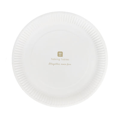 Party Porcelain Gold & White Paper Plates - 10 Pack