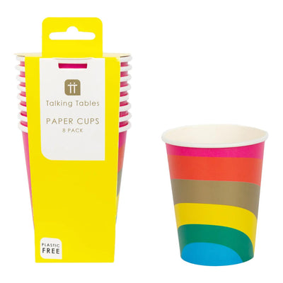 Rainbow Paper Cups - 8 Pack | Party Supplies |