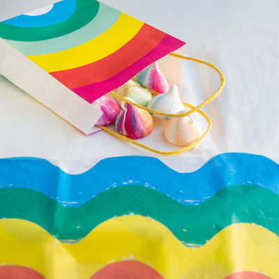 Rainbow Retro Recyclable Paper Table Cover