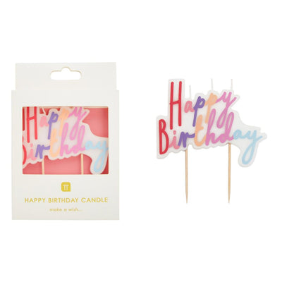 Pastel Pink Happy Birthday Candle - Talking Tables