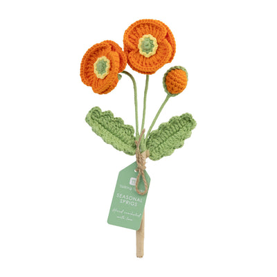Orange Poppy Crochet Sprigs - 18cm - 2 Pack | Home Decor |