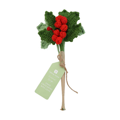 Holly Christmas Crochet Sprigs - 3 Pack | Christmas Decor |