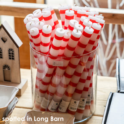 Red & White Stripe Dinner Candles - POS Unit