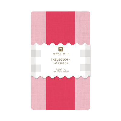 Pink Stripe Cotton XL Gingham Tablecloth - 160cm x 250cm