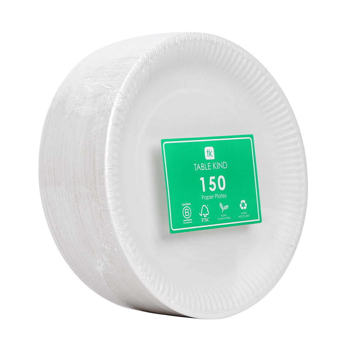 Plain White Compostable Paper Plates - 150 Pack