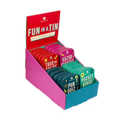 Mixed Tin Games Display - 20 Pack | Family Travel Games |