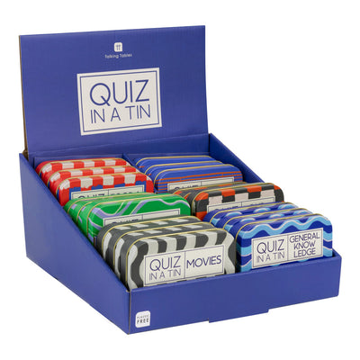 Quiz in a Tin - 6 Games - Display | Family Travel Games |
