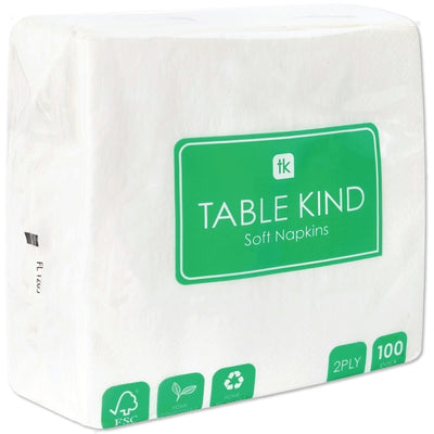 Table Kind White Paper Napkins - 100 Pack