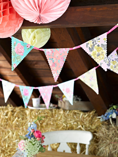 Floral Bunting - 13ft | Vintage Tea Party Decor |