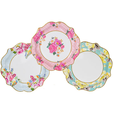 Floral Plates - 12 Pack | Tea Party Decor |
