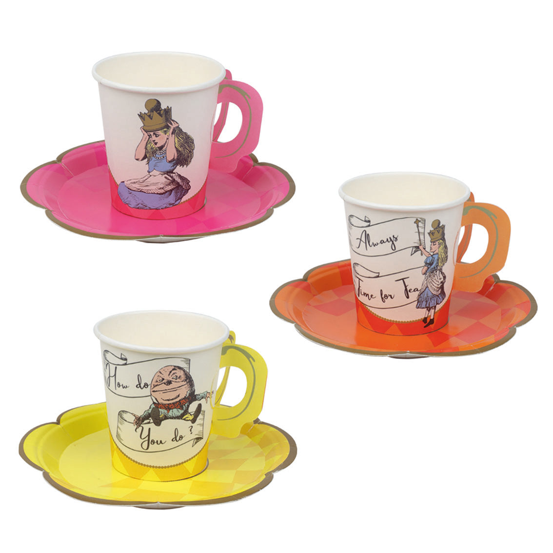 Alice in Wonderland Bright Tea Cup Set - 12 Pack