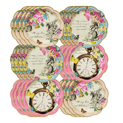 Alice in Wonderland Dainty Paper Plates - Pack of 24