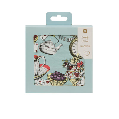 Alice in Wonderland Blue Cocktail Napkins - 20 Pack | Tea Party |