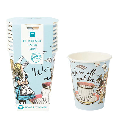 Alice in Wonderland Blue Cups - 8 Pack | Tea Party Decor |