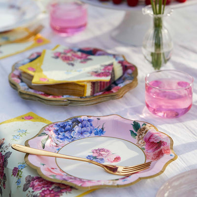 Mixed Floral Paper Plates - 12 Pack | Tea Party Decor |