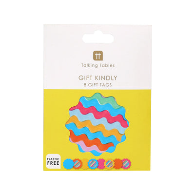 Wavy Multi Colored Gift Tags - 8 Pack