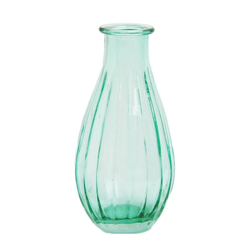 Boho Green Glass Flower Bud Vase