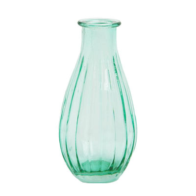 Boho Green Glass Flower Bud Vase