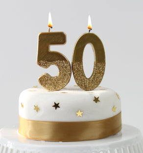 We Heart Birthdays Gold Glitter Number Candle 5