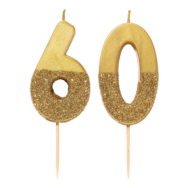 We Heart Birthdays Gold Glitter Number Candle 6