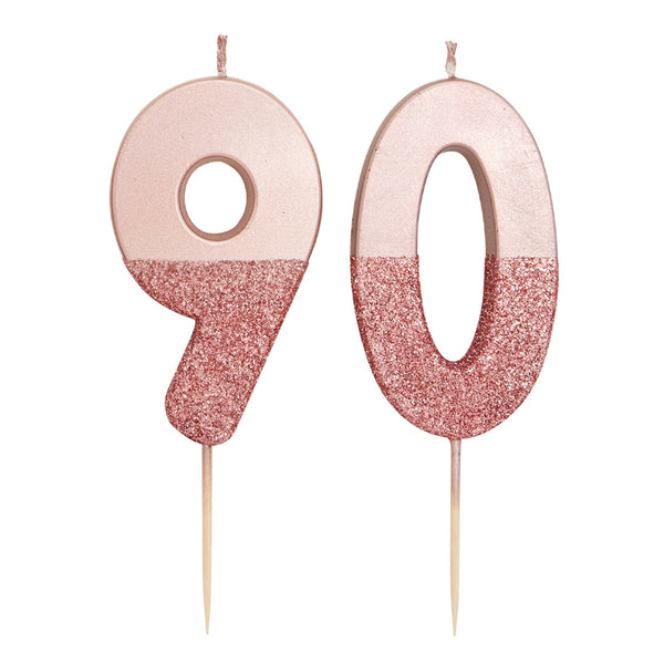 We Heart Birthdays Rose Gold Glitter Number Candle 9