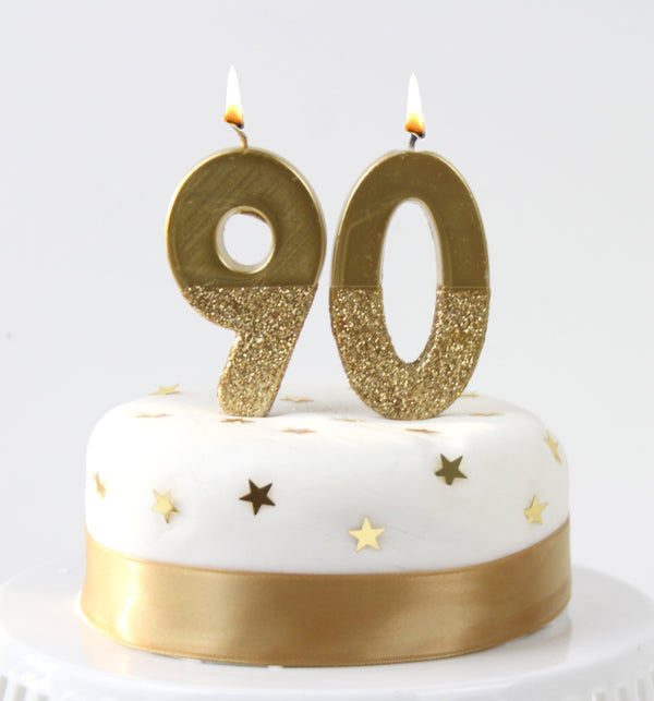 We Heart Birthdays Gold Glitter Number Candle 0