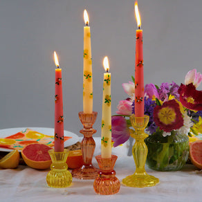 Boho Yellow Glass Candle Holder