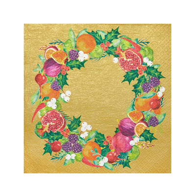 Image - Gold Fruit and Christmas Wreath Napkins