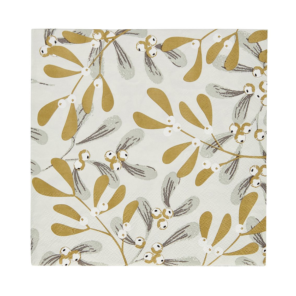 Botanical Mistletoe Foiled Napkin - 16 Pack