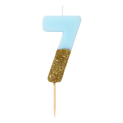 Image - We Heart Birthday Glitter Number Candle Blue 7