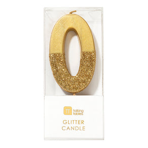 We Heart Birthdays Gold Glitter Number Candle 0