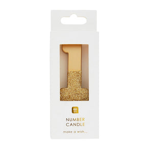 We Heart Birthdays Gold Glitter Number Candle 1