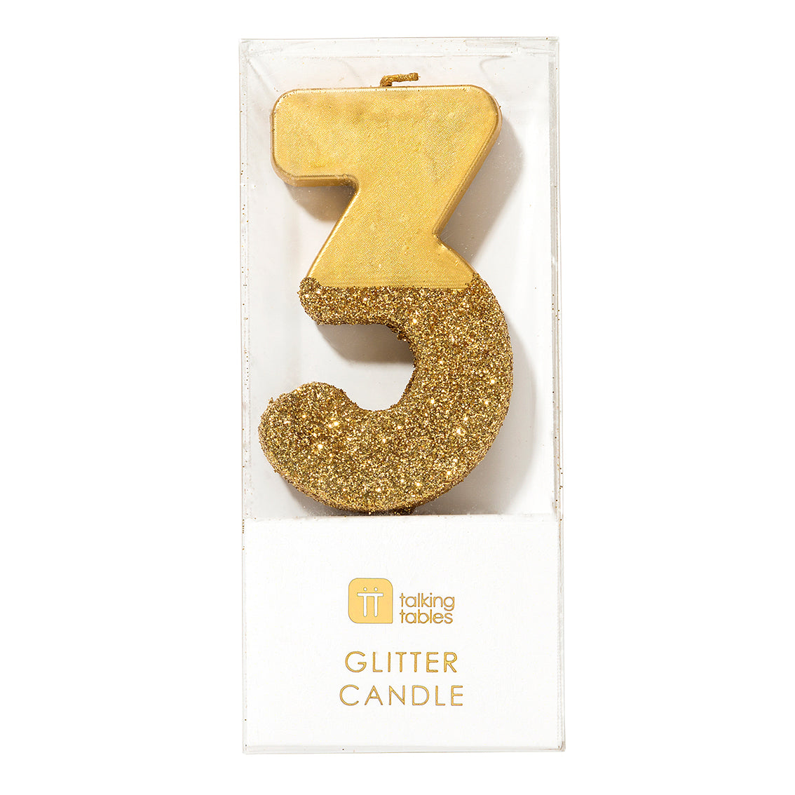 We Heart Birthdays Gold Glitter Number Candle 3