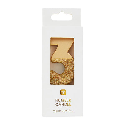 Image - We Heart Birthdays Gold Glitter Number Candle 3