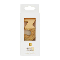 We Heart Birthdays Gold Glitter Number Candle 3
