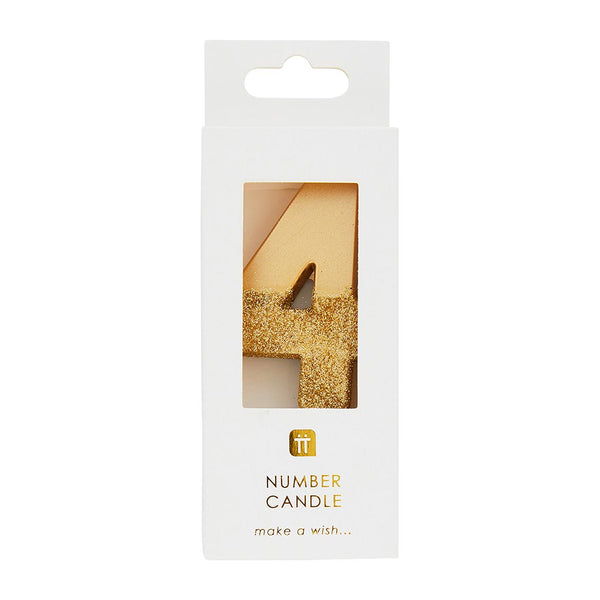 We Heart Birthdays Gold Glitter Number Candle 4