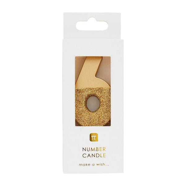 We Heart Birthdays Gold Glitter Number Candle 6
