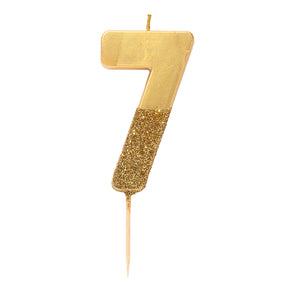 We Heart Birthdays Gold Glitter Number Candle 7