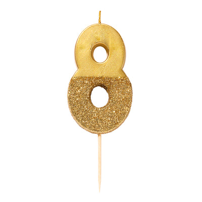Image - We Heart Birthdays Gold Glitter Number Candle 8