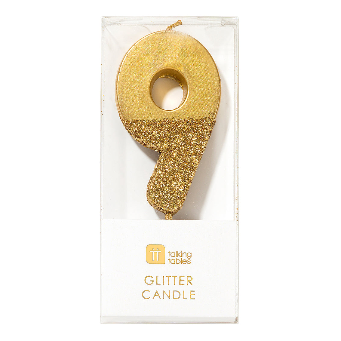 We Heart Birthdays Gold Glitter Number Candle 9