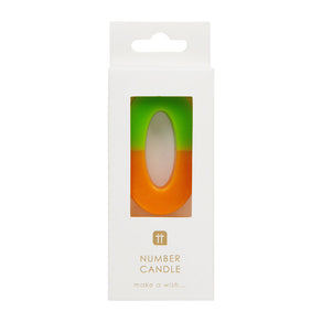 Orange and Green Number Candle - 0