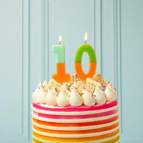 Orange and Green Number Candle - 0