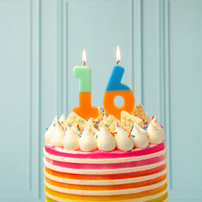 Orange and Dark Blue Number Candle - 6