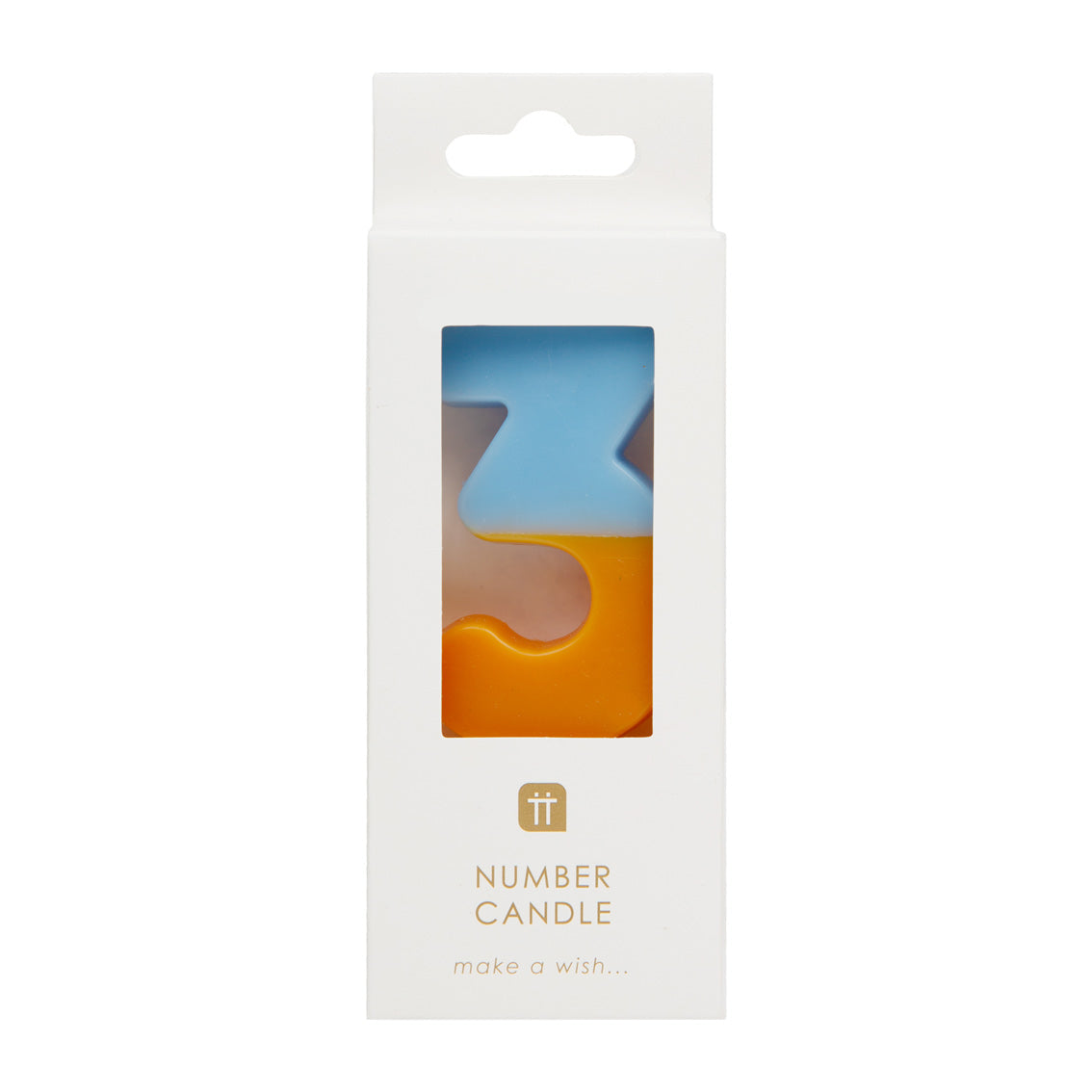 Orange and Light Blue Number Candle - 3