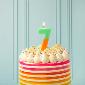 Orange and Sage Green Number Candle - 7