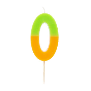 Orange and Green Number Candle - 0